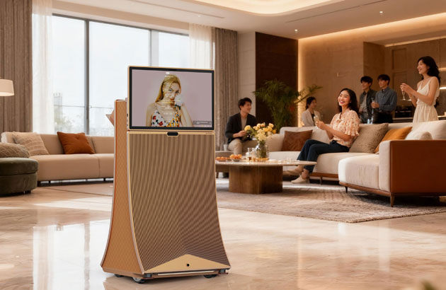 天太机器人整机定制新作「影音机器人」！联合特斯联与BUTTONS新品发布，重塑家庭智能生态